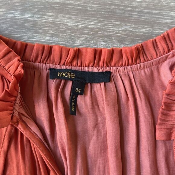 Maje Ruffle Midi dress‎ Rust color size 6 NWOT - Picture 5 of 10